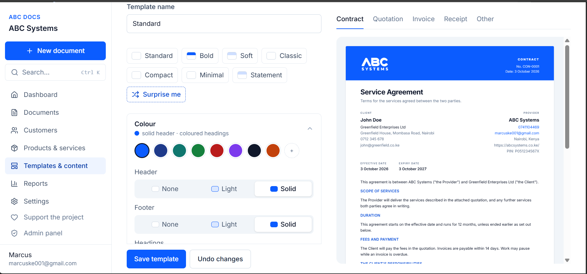 ABC Docs platform screenshot