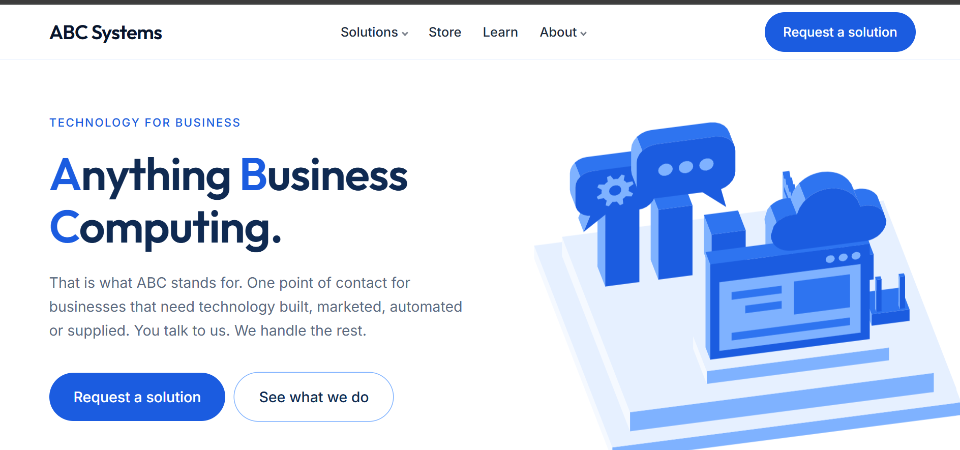 ABC Systems company website screenshot