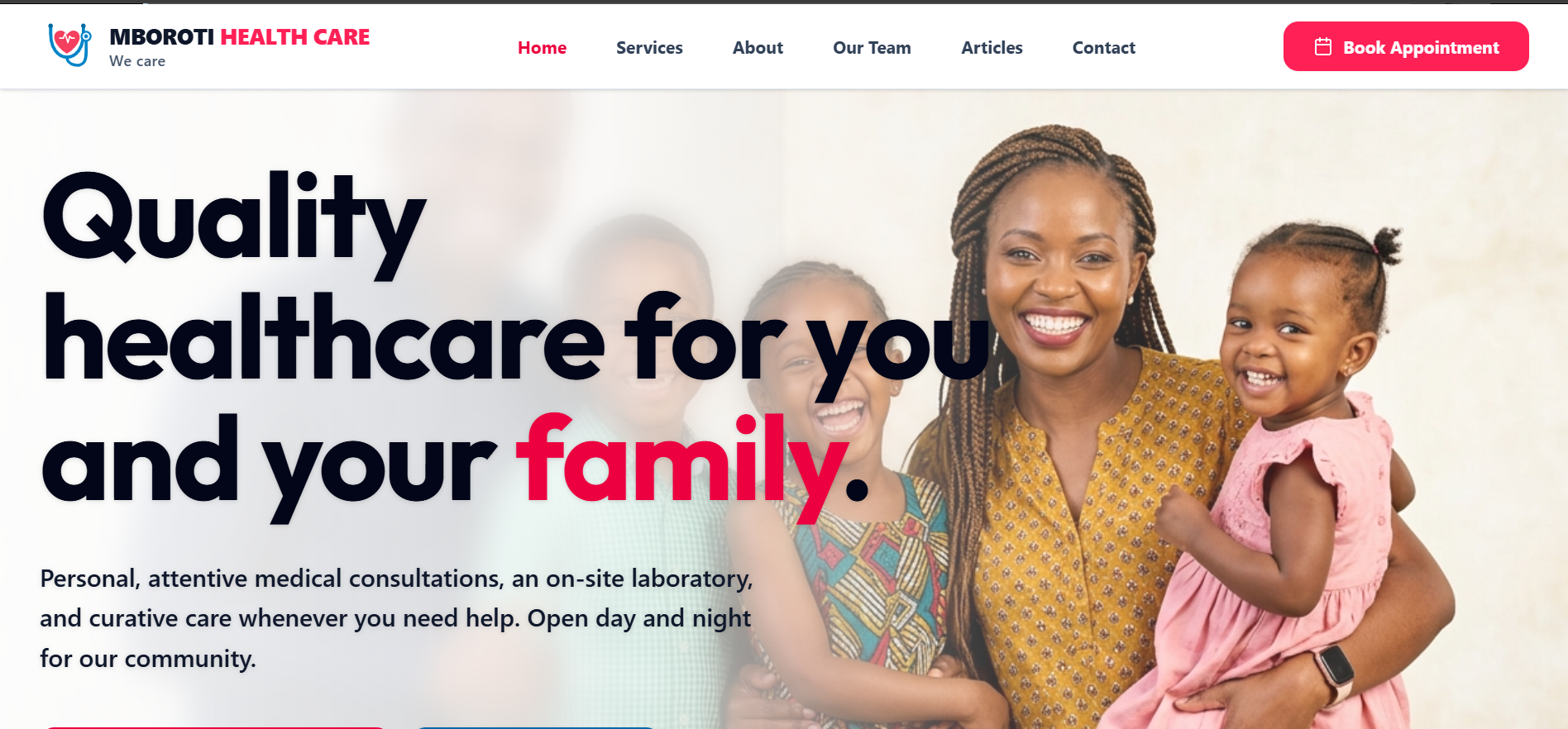 Mboroti Healthcare Clinic website screenshot